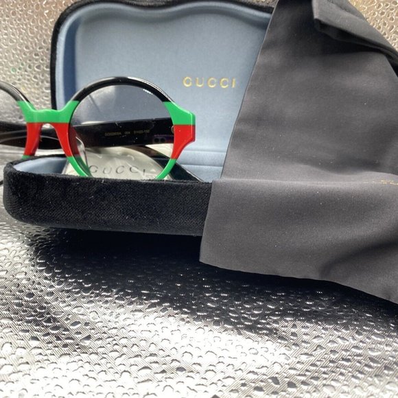 GUCCI 0280 Black Green Red Stripe Unisex Round Sunglasses GG0280SA 004 NEW main image 7